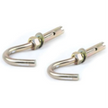 Two metallic silver wall hooks with curved design complement a matte white motorized projection screen for enhanced viewing area and home theater movies