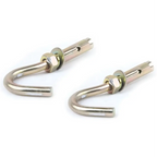 Two metallic silver wall hooks with curved design complement a matte white motorized projection screen for enhanced viewing area and home theater movies