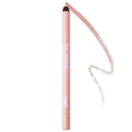 A sleek matte pink melt cosmetics slick eye pencil ivory with dark brown tip and meh branding printed vertically