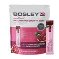 Bosley md mendxtend jelly supplements for hair growth in pomegranate flavor in a pink and white pouch with 30 sticks