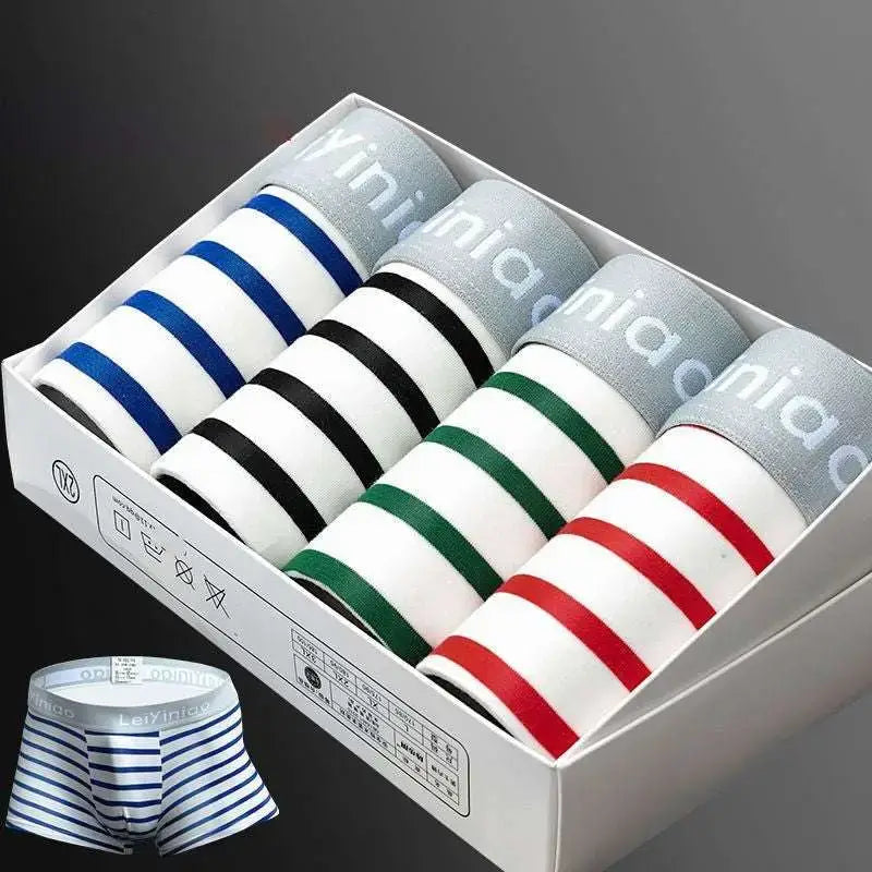 Boxes Of 4 Men's Cotton Striped Printed Boxer Boxers Full Cotton Explosion Style Button Full Cup Plus Size Bra Without Wi Royalessencelux