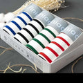 Men’s cotton striped boxer set of four white boxer briefs with blue black green and red stripes and gray yiniqia waistband