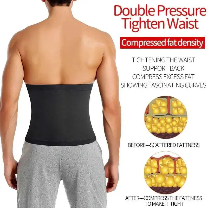Black smooth elastic sauna body shaper waist trainer designed for men’s abdomen reducer and waist tightening
