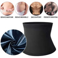 Black sleek glossy waist trainer with blue trim made of stretchy material for men’s abdomen reducer and sauna body shaper