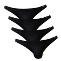 Set of four black mens bulge enhancing bikini underwear with sleek minimalist design and subtle waistband logo