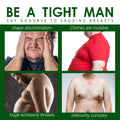 Red fitted t-shirt shown with men’s chest care turmeric gynecomastia patches for effective chest support