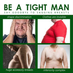 Red fitted t-shirt shown with men’s chest care turmeric gynecomastia patches for effective chest support