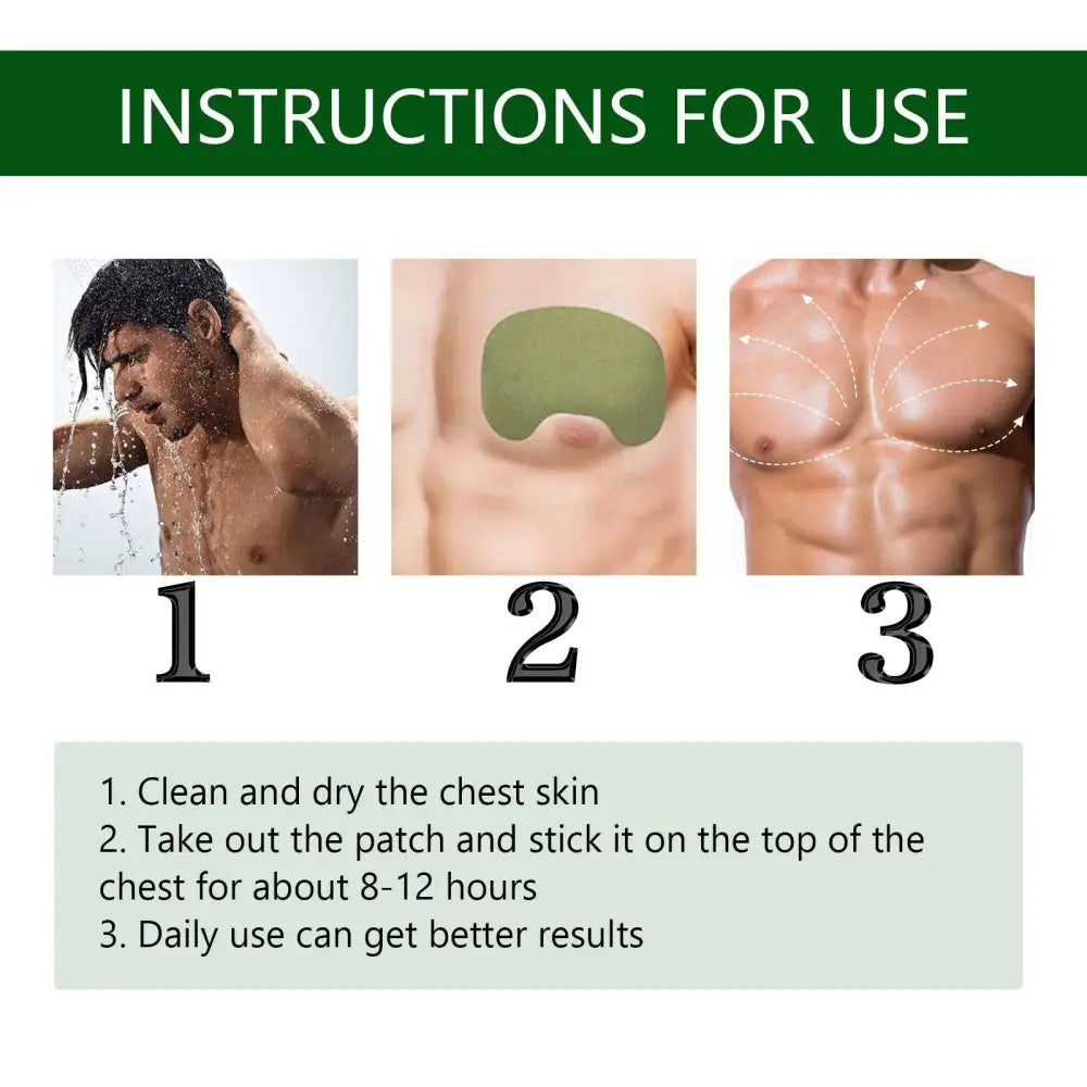 Olive green adhesive turmeric gynecomastia patches for men’s chest care muscle toning 12 pieces