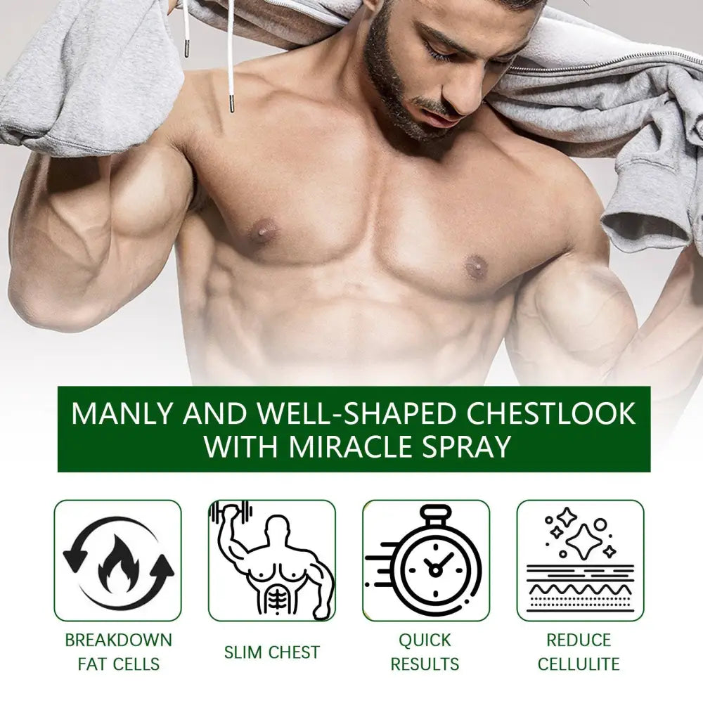 Gray hooded sweatshirt with white drawstrings worn over muscular man showcasing men’s chest care turmeric gynecomastia patches