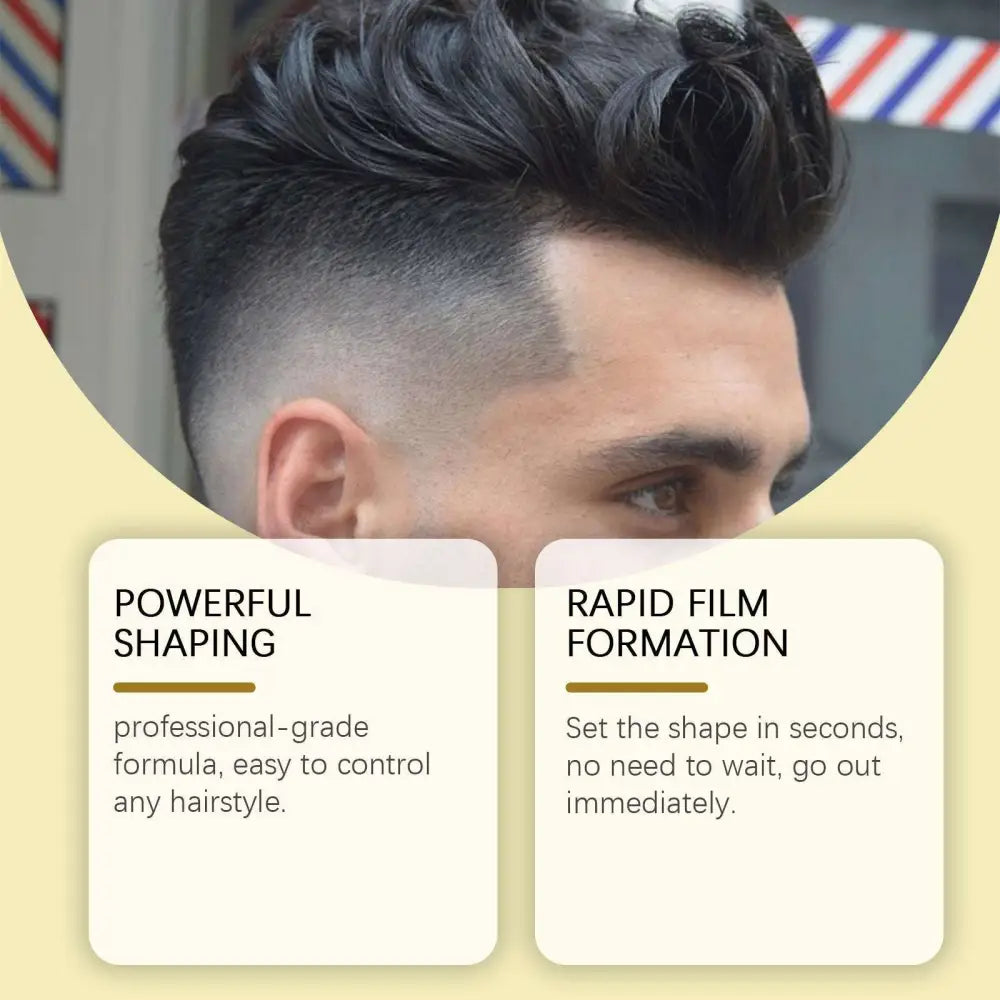 Sleek dark black men’s hair care styling product from east moon shaping wave collection for professional shaping and fast film formation