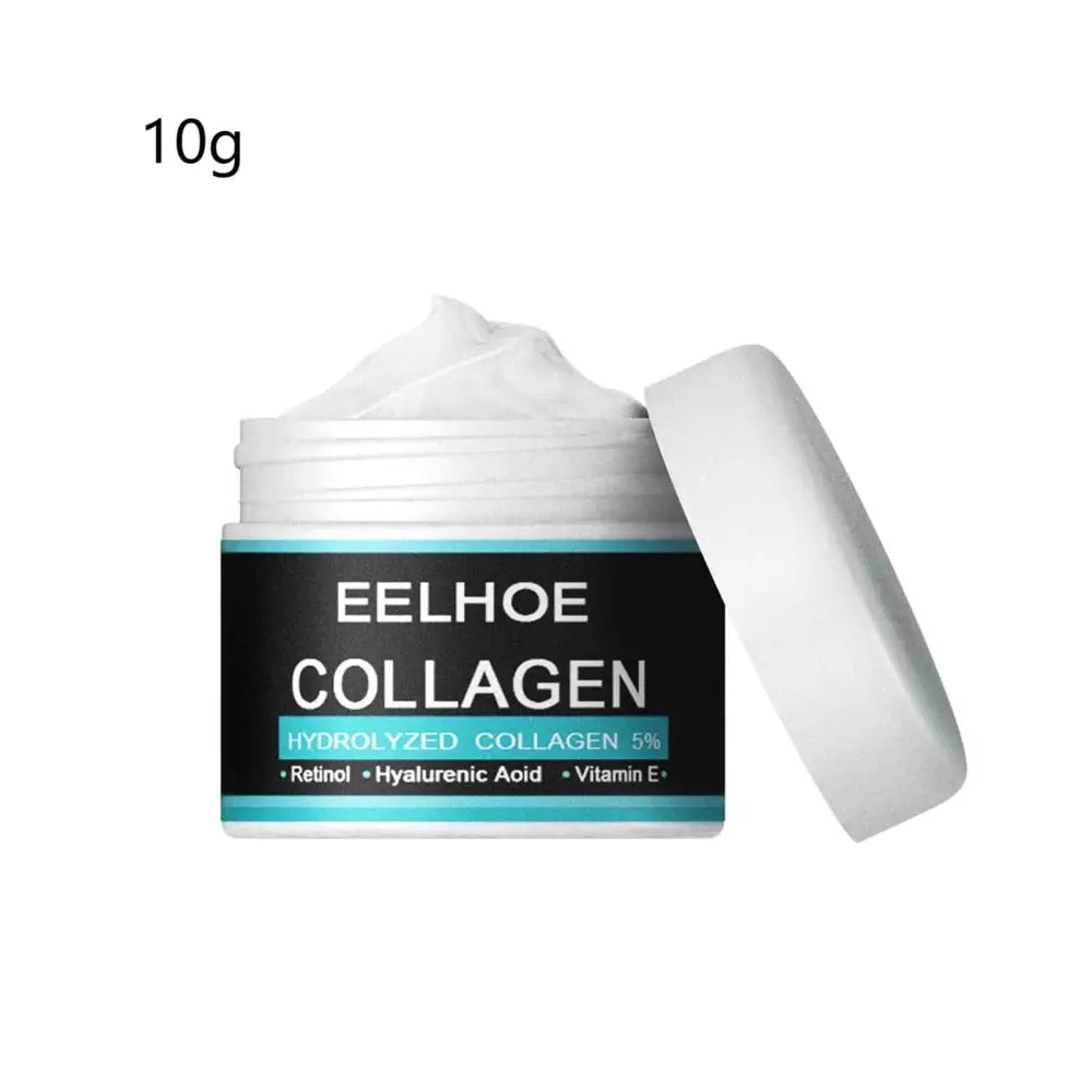 A white jar of eelhoe men’s moisturizing nourishing skin collagen cream with black label and 10g hydrolyzed collagen