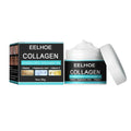 Eelhoe men’s moisturizing nourishing skin collagen cream in white jar with black teal label contains 5% hydrolyzed collagen