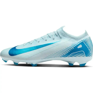 Mens soccer shoe glacier blue orbit 5 with a sleek design and breathable light blue and white mesh upper material