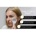 White and silver metallic ice roller with smooth rounded head for skin cooling spa treatment and skincare use