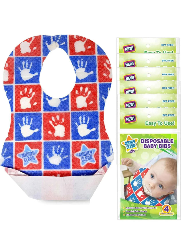 Mighty Clean Baby Disposable Baby Bibs 24 Count (4 Bibs per Package) - Royalessencelux
