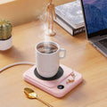 Pink electric milk heating insulation base desktop digital display with black heating pad and gold tone temperature dial
