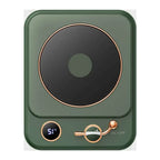 Olive green portable electric coffee warmer with rose gold rim heating insulation base desktop digital display for milk heating insulation