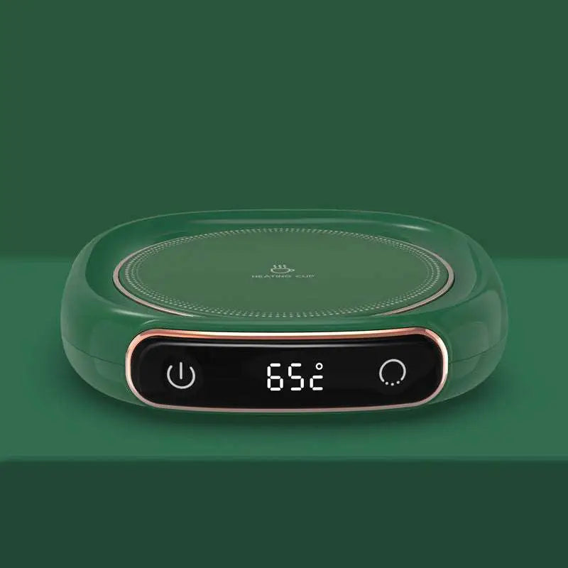 Emerald green ceramic milk heating insulation base desktop digital coffee warmer with rose gold trim and 65°c display