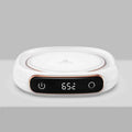 White ceramic milk heating insulation base desktop digital cup warmer with rose gold trim and 65°c digital display