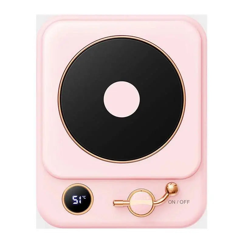Pink rectangular milk heating insulation base desktop digital hot plate with black heating surface and gold trim display