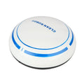 White and blue circular mini desktop robot vacuum cleaner with sleek modern design for efficient cleaning tasks