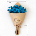 Mini dried flower bouquet gift box featuring a vibrant blue dried flower bouquet wrapped in rustic kraft paper for home decoration