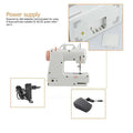 White electric mini home sewing machine with peach-colored accents and led light for efficient home sewing