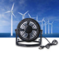 Black mini portable usb fan cooler with circular grille and sturdy base for desktop and cooling laptop use