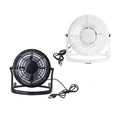 Black and white mini portable usb fan cooler with circular design and protective grille for desktop and laptop cooling
