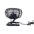 Black metal mini portable usb fan cooler with cage design and clip-on base for desktop and cooling laptop use