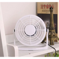White plastic mini portable usb fan cooler with circular grille and stand for desktop and cooling laptop use