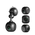 Black spherical mini wifi car dash cam with suction cup mount and night vision showing multiple viewing angles