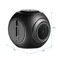 Black spherical mini wifi car dash cam with textured grip and gold mounting screw featuring night vision capabilities
