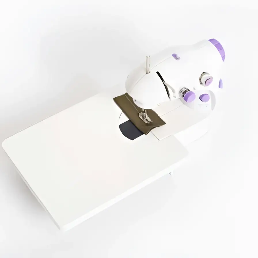 White and purple miniature household multifunctional handheld sewing machine with flatbed design for versatile sewing tasks