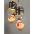 Clear glass miniature scene christmas led string lights with snowman figurines and silver screw bases for decoration