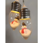 Clear glass miniature scene christmas led string lights with snowman figurines and silver screw bases for decoration