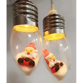 Clear glass christmas led string lights with silver bases featuring miniature scene christmas santa on faux snow inside decorative lights