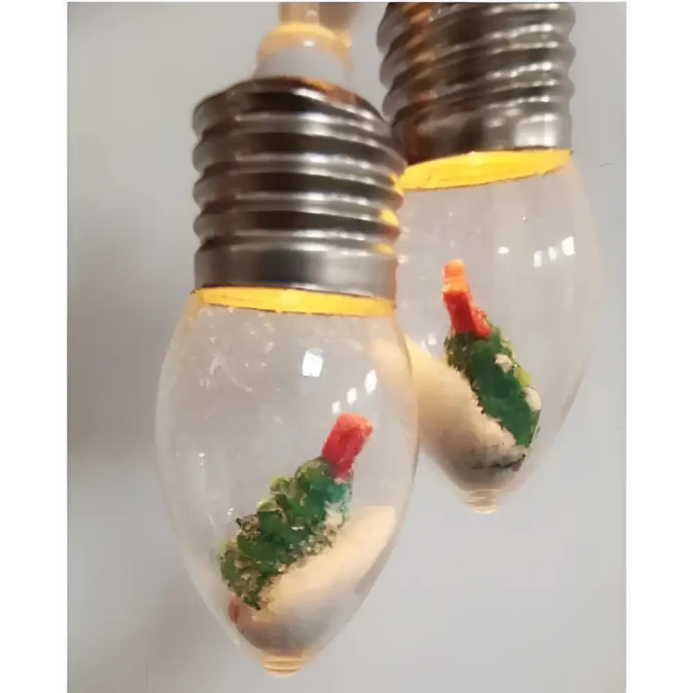 Miniature scene christmas led string decorative lights with clear glass bulbs featuring snow and festive figurines