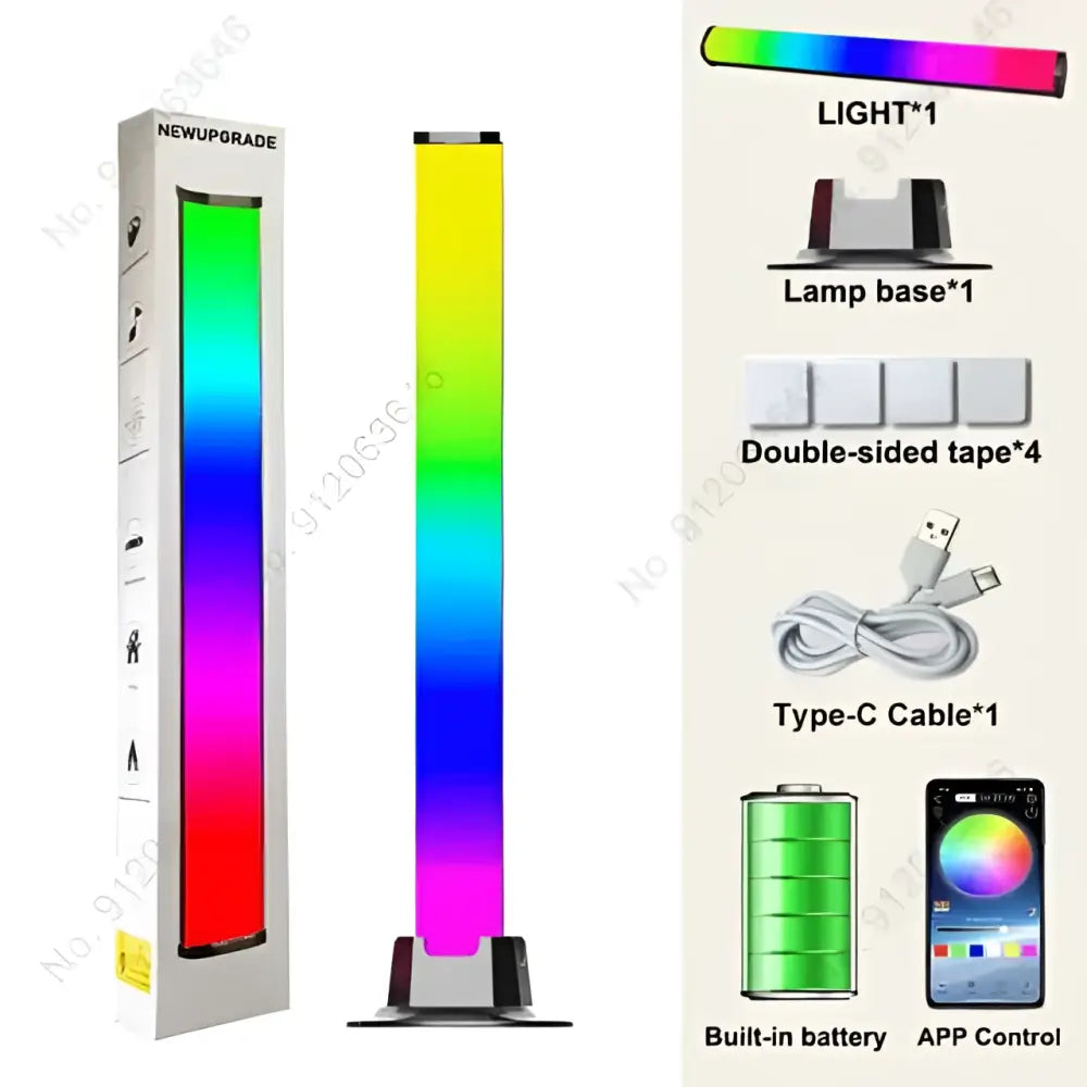 A sleek minimalist rainbow led desktop light bar with a vibrant rainbow gradient and modern minimalist design