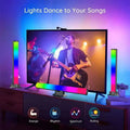 Minimalist rainbow led desktop lights featuring rgb color-changing soundbar with vertical light bars for immersive use