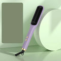 Purple anion hair care electric straightener comb with black bristles and gold accents for effective hair care electric straightener use