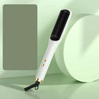 White and gold anion hair care electric straightener comb with black comb attachment for effective hair styling