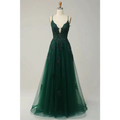 Mint green lace women evening dress with slit featuring delicate floral embroidery and a flowing tulle skirt