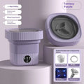 Fantasy purple foldable mini washing machine with ribbed plastic body and transparent lid for efficient folding washing