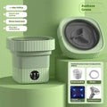 Mint green ribbed folding washing machine with transparent lid and plastic body for efficient folding washing
