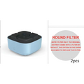 Light blue rectangular air purification ashtray with black top and ventilation slots for green smoke removal