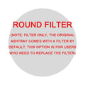 Round filter for mint green smoke removal air purification ashtray in gray with red text for smoke removal air