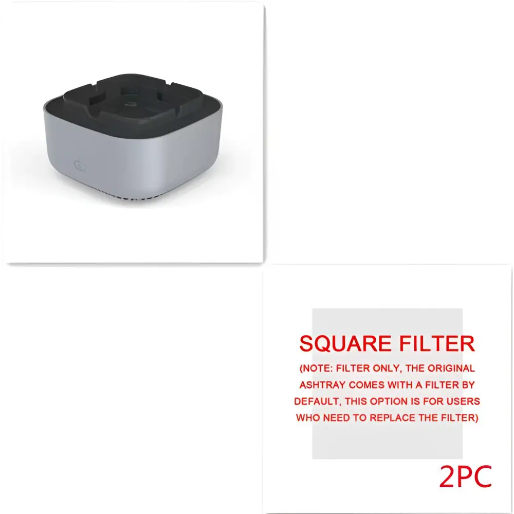 Silver and black square air purification ashtray with textured surface for green smoke removal and smoke removal air