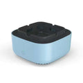 Mint green air purification ashtray with light blue rectangular body and black molded top for smoke removal air