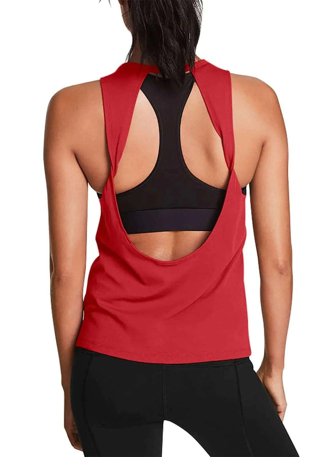 Mippo Workout Tops for Women Cute Yoga Tops Open Back Workout Tanks Backless Shirts Workout Tanks Sports Clothes Athletic Running Gym Tank Tops for Women Red L - Royalessencelux